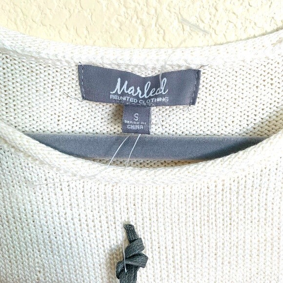 Marled Ivory sweater women Stars & Stripes long sleeve knit sweater size S - Picture 3 of 8